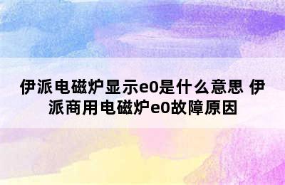 伊派电磁炉显示e0是什么意思 伊派商用电磁炉e0故障原因